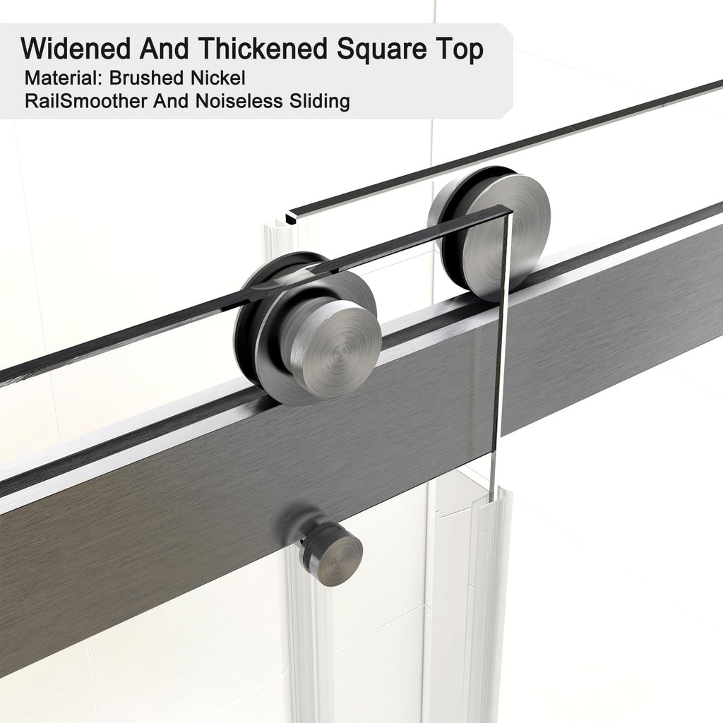 68-72" W x 76" H Frameless Sliding Shower Door, Double Sliding Glass Shower Door with Buffer 3/8"(10MM) Clear SGCC Tempered Glass, Explosion-Proof Film, Roller Disk System, Rust-Resistant.