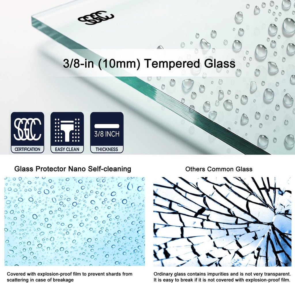 68-72" W x 76" H Frameless Sliding Shower Door, Double Sliding Glass Shower Door with Buffer 3/8"(10MM) Clear SGCC Tempered Glass, Explosion-Proof Film, Roller Disk System, Rust-Resistant.