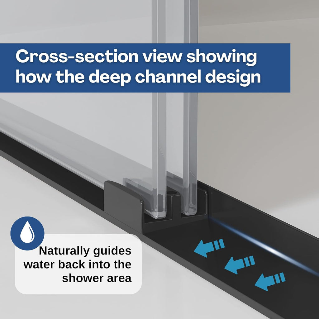 55-60" W x 76" H Shower Door, Double Sliding Shower Door 1/4" (6mm) SGCC Certified Glass Shower Door, Easy-Clean Bathroom Door, Walk-in Shower, Matte Black