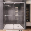 49-54" W x 76" H Shower Door, Double Sliding Shower Door 1/4" (6mm) SGCC Certified Glass Shower Door, Easy-Clean Bathroom Door, Walk-in Shower, Brushed Nickel