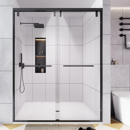 49-54" W x 76" H Double Sliding Shower Door | 5/16" SGCC Tempered Glass,Matte Black