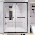 55-60" W x 76" H Shower Door, Double Sliding Shower Door 1/4" (6mm) SGCC Certified Glass Shower Door, Easy-Clean Bathroom Door, Walk-in Shower, Matte Black