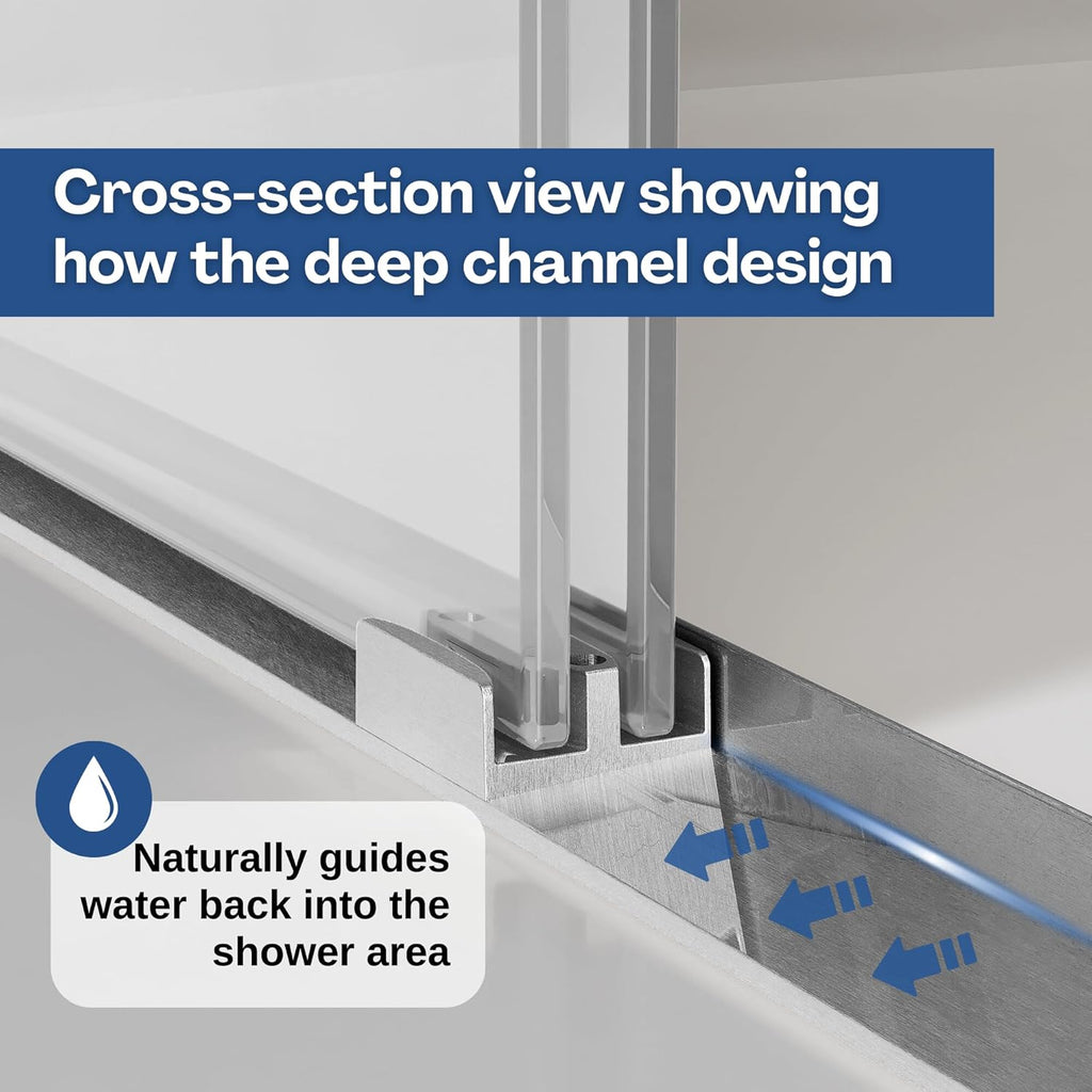 49-54" W x 76" H Shower Door, Double Sliding Shower Door 1/4" (6mm) SGCC Certified Glass Shower Door, Easy-Clean Bathroom Door, Walk-in Shower, Brushed Nickel