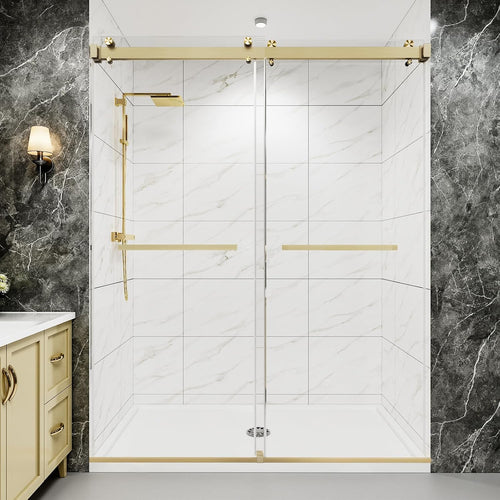 55-60" W x 72" H Frameless Double Sliding Shower Door | 5/16" SGCC Tempered Glass