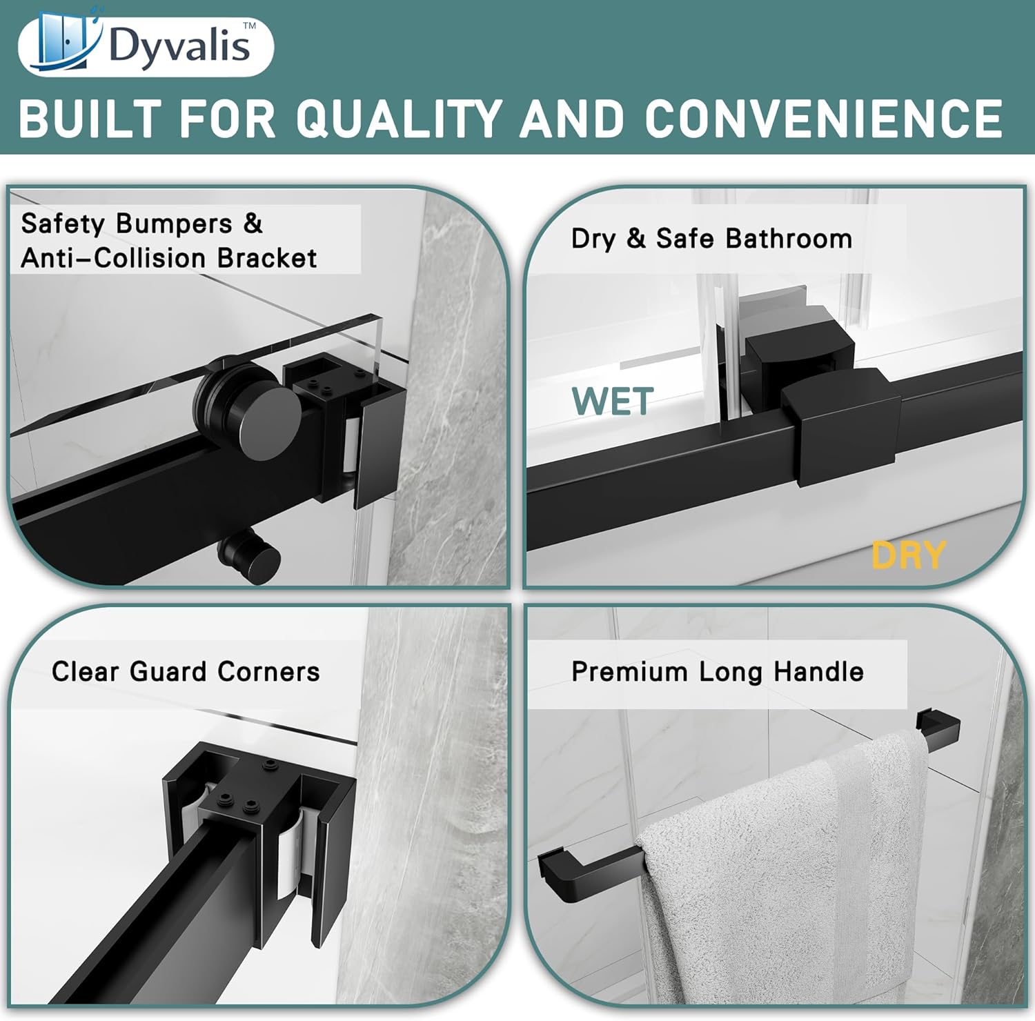 55-60" W x 72" H Frameless Double Sliding Shower Door for Walk-in Shower,5/16" (8mm) SGCC Certified Clear Tempered Safety Glass,Easy-Clean Coating,Quiet Heavy-Duty Roller System,Matte Black