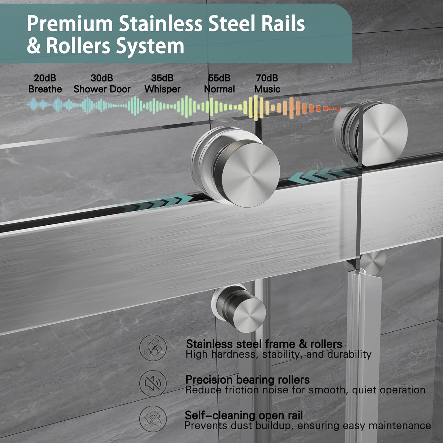 43-48" W x 76"H Frameless Double Sliding Shower Door for Walk-In Shower,5/16" (8mm) SGCC Certified Clear Tempered Safety Glass,Easy-Clean Coating,Quiet Heavy-Duty Roller System, Brushed Nickel